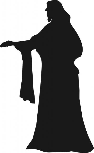 Jesus Silhouette Laser Cut Silhouettes (Size: 10"H, Color: Black facing left)