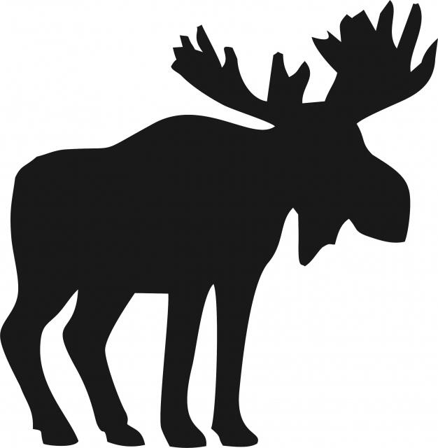 Moose standing Two Antlers Laser Cut Appliques (Size: 9"H, Direction: facing right )