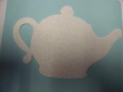 Teapot Laser Cut Appliques (Size: With FUSIBLE- 5"W, Color: White  )