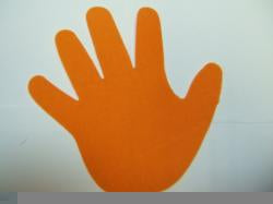 Hands Laser Cut Appliques (Size: with FUSIBLE - 4"H, Color: Orange)