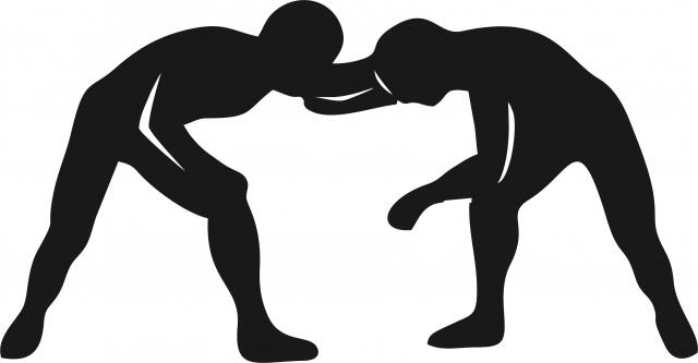 Wrestler Silhouette Laser Cut Appliques (Size: 9"W, Color: Black)