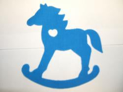Rocking Horse Laser Cut Appliques (Size & Pricing: 4"H, Color: Blue  , Direction: Facing right)