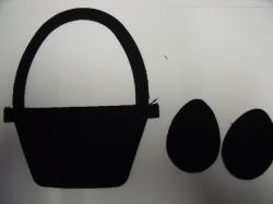 Easter Basket w/Eggs Laser Cut Appliques (Size: with FUSIBLE - 6"H, Color: Black )