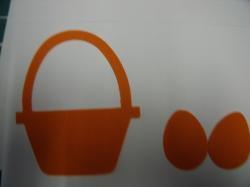 Easter Basket w/Eggs Laser Cut Appliques (Size: 6"H, Color: Orange  )
