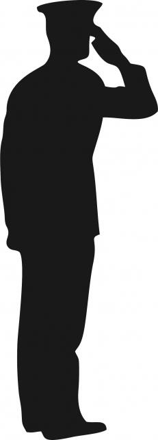 Soldier in Uniform Saluting Silhouette Laser Cut Appliques (Size: with FUSIBLE - 10"H, Direction: facing right)