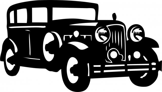 Antique Vintage 1930's Sedan Silhouette Laser Cut Appliques (Size: with FUSIBLE - 9"W, Direction: facing right)