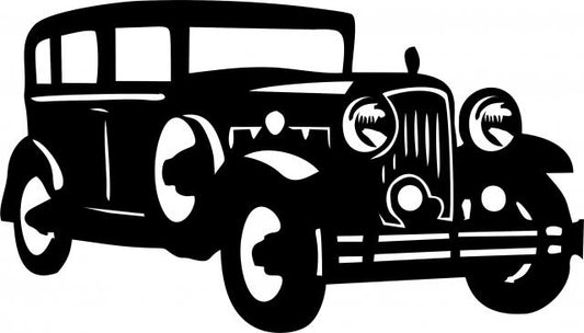 Antique Vintage 1930's Sedan Silhouette Laser Cut Appliques (Size: with FUSIBLE - 9"W, Direction: facing right)
