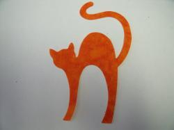 Witch's Cat Laser Cut Appliques (Size: with FUSIBLE - 6"H, Color: Tonal - Orange , Direction: Facing left)