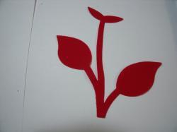 Flower Stem w/Leaf Small Laser Cut Appliques (Size: 4.5"H, Color: Red )