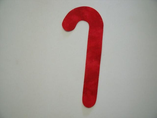 Christmas Candy Cane Laser Cut Appliques (Size: with FUSIBLE - 6"H, Color: Tonal - Red, Direction: Facing left)
