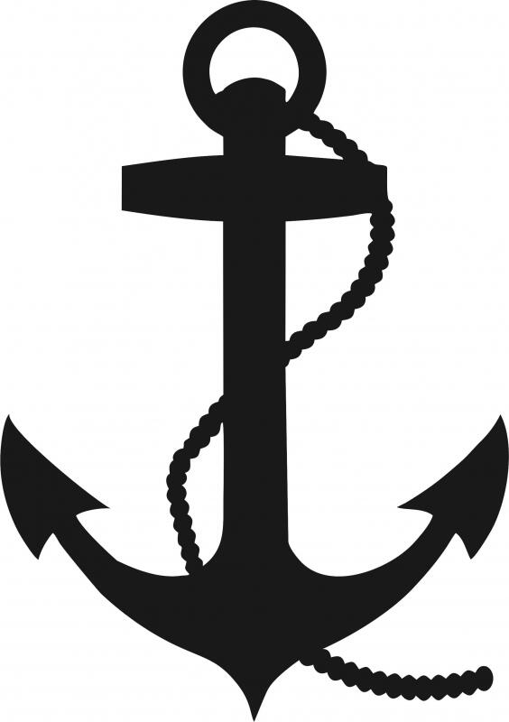 Anchor with Rope Silhouette Laser Cut Appliques (Size: 10"H)