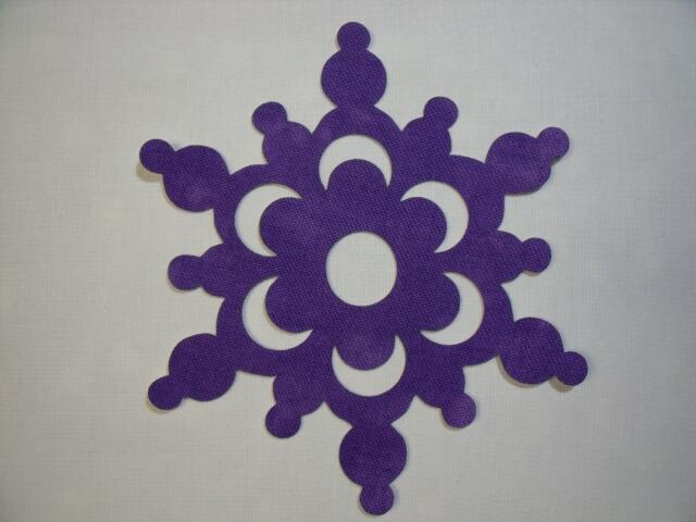 Snowflake Design #3 Laser Cut Appliques (Size: with FUSIBLE - 5", Color: Tonal - Purple)