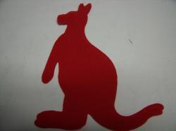 Kangaroo Laser Cut Appliques (Size: with FUSIBLE - 6"H, Color: Red  , Direction: Facing right)