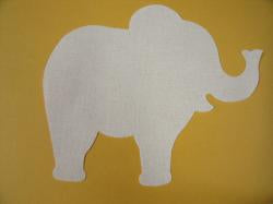Elephant Laser Cut Appliques (Size: with FUSIBLE - 4"W, Color: White, Directon: Facing right)
