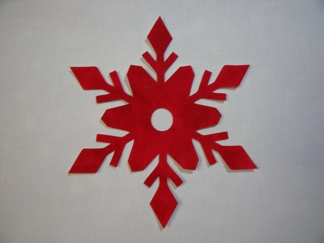 Snowflake Design #5 Laser Cut Appliques (Size: with FUSIBLE - 5", Color: Tonal - Red)