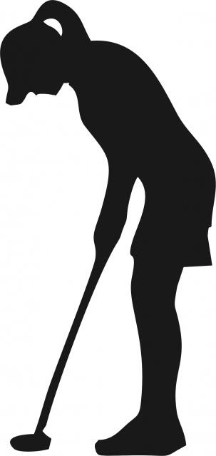 Female Golfer Silhouette Laser Cut Appliques (Size: 10"H, Direction: facing left)