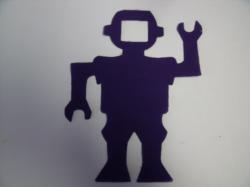 Robot Laser Cut Appliques (Size: 5"H, Color: Purple )