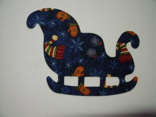 Christmas Sleigh Laser Cut Appliques (Size: 5"W, Color: Blue Hats & Mittens, Direction: Facing right)