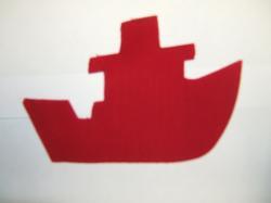 Tugboat Die Cut Appliques (Size: with FUSIBLE - 6"W, Color: Red , Direction: Facing right)