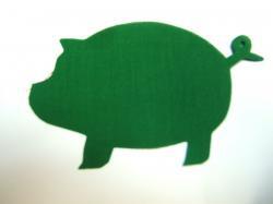 Pig Laser Cut Appliques (Size: 5"W, Color: Green , Direction: Facing left)