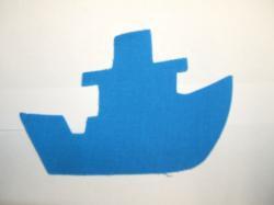 Tugboat Die Cut Appliques (Size: with FUSIBLE - 6"W, Color: Blue  , Direction: Facing left)