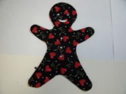 Christmas Gingerbread Man Laser Cut Appliques (Size: with FUSIBLE - 6"H, Color: Black Hearts & Ribbons)