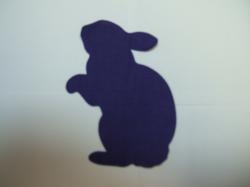 Easter Rabbit Laser Cut Appliques (Size: with FUSIBLE - 4"H	, Color: Purple  , Direction: Facing right)