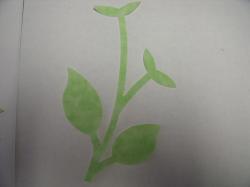 Flower Stem w/Leaf Large Laser Cut Appliques (Size: with FUSIBLE - , Color: Tonal - Pastel  Green )