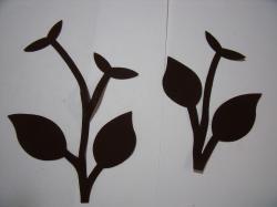 Flower Stem w/Leaf Laser Cut Applique Sets (Size: with FUSIBLE , Color: Brown )