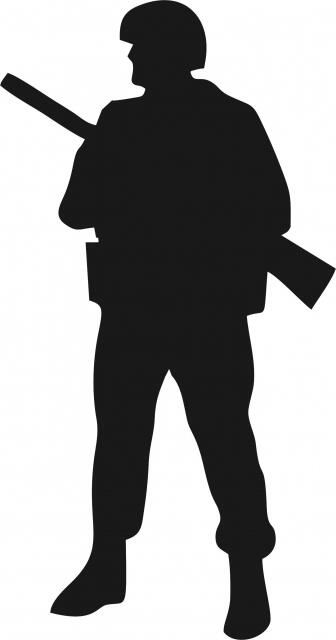Soldier Standing w/Rifle Laser Cut Appliques (Size: with FUSIBLE - 8"H, Direction: facing left)
