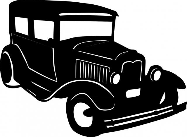 Antique Vintage 1920's Sedan Silhouette Laser Cut Appliques (Size: 10"W, Direction: facing right)