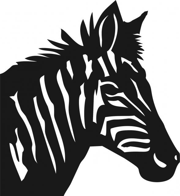 Zebra Head Laser Cut Appliques (Size: 9"H, Direction: facing right)