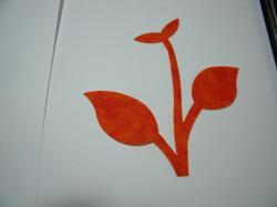 Flower Stem w/Leaf Small Laser Cut Appliques (Size: with FUSIBLE - 4.5"H, Color: Tonal -Orange )
