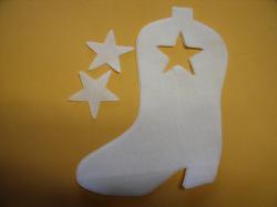 Cowboy Boot Laser Cut Appliques (Size: 6"H, Color: White  , Direction: Facing left)