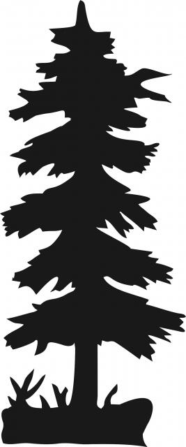 Tall Tree #2 Silhouettes Laser Cut Appliques (Size: with FUSIBLE - 10"H, Color: Black)