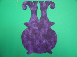 Cauldron with Witch's Boots Laser Cut Appliques (Size: with FUSIBLE - 6"H, Color: Tonal - Purple)