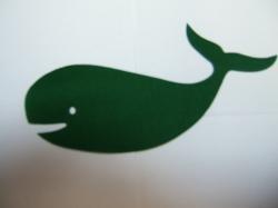 Whale Laser Cut Appliques (Size: with FUSIBLE - 4"W, Color: Green  , Direction: Facing right)