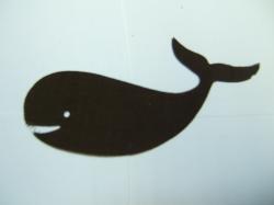 Whale Laser Cut Appliques (Size: with FUSIBLE - 4"W, Color: Brown  , Direction: Facing right)