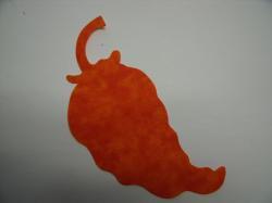 Chili Pepper Laser Cut Appliques (Size: With FUSIBLE- 4"H, Color: Tonal - Orange  , Direction: Facing left)
