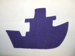 Tugboat Die Cut Appliques (Size: 6"W, Color: Purple , Direction: Facing right)
