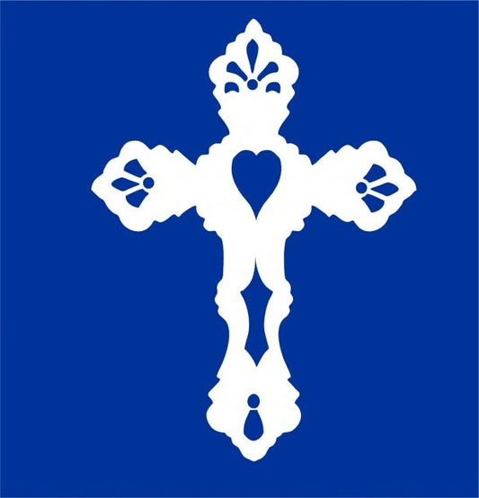 Cross #3 Silhouette Laser Cut Appliques (Size: 9"H, Color: White)