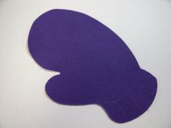 Mitten Laser Cut Appliques (Size: with FUSIBLE - 4"H	, Color: Purple , Direction: Facing right)