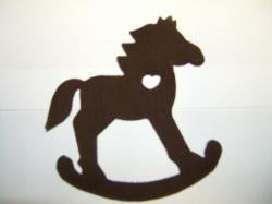 Rocking Horse Laser Cut Appliques (Size & Pricing: with FUSIBLE - 5"H, Color: Brown , Direction: Facing left)