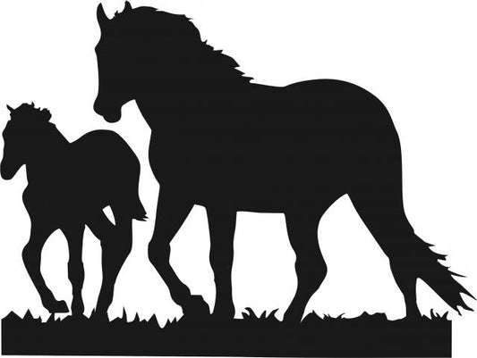 Horse - Stallion & Colt Laser Cut Silhouettes  (Size: with FUSIBLE - 9"W, Direction: facing left)