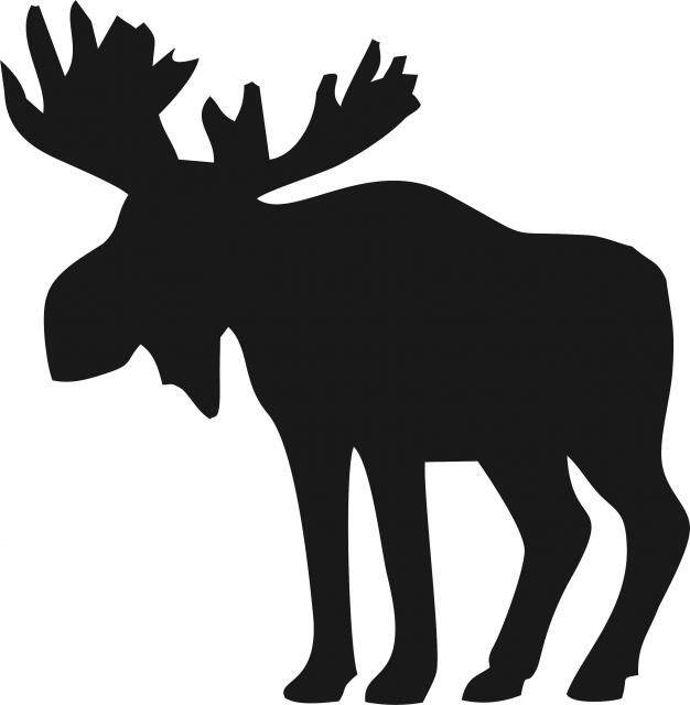 Moose standing Two Antlers Laser Cut Appliques (Size: 9"H, Direction: facing left)