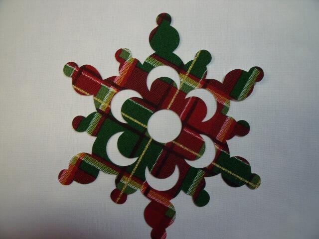 Snowflake Design #3 Laser Cut Appliques (Size: with FUSIBLE - 4", Color: Red & Green Plaid)