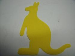 Kangaroo Laser Cut Appliques (Size: with FUSIBLE - 6"H, Color: Yellow , Direction: Facing left)