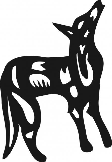 Coyote Symbol Silhouette Laser Cut Appliques (Size: 8"W, Direction: facing right)