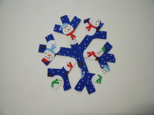 Snowflake Design #2  Laser Cut Appliques (Size: with FUSIBLE - 4", Color: Blue Snowmen)