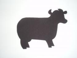 Cow Laser Cut Appliques (Size: with FUSIBLE - 6"W, Color: Brown  , Direction: Facing right)